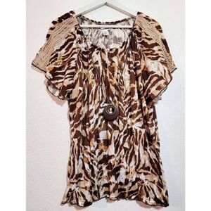 New York Laundry Brown Animal Print Blouse